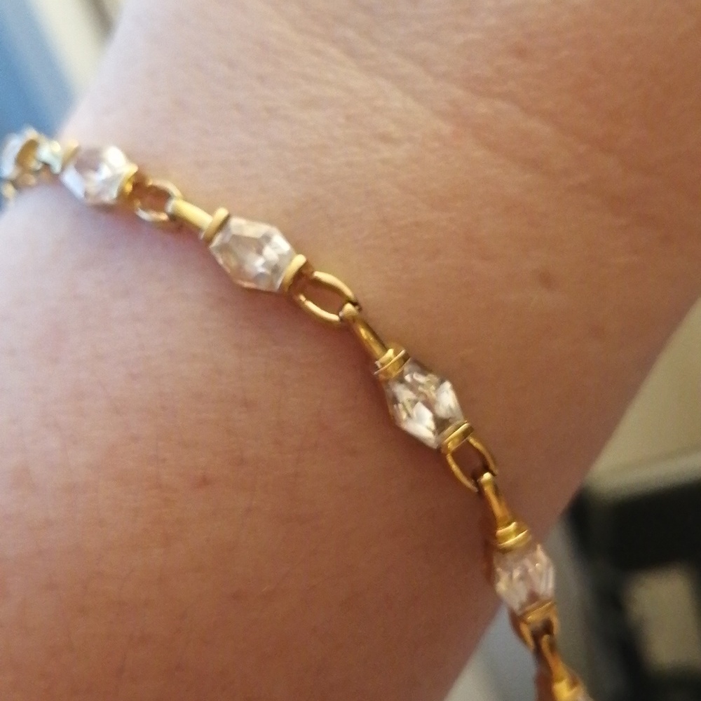 14 K Gold Plated Silver 925 Bracelet 7.5" Long